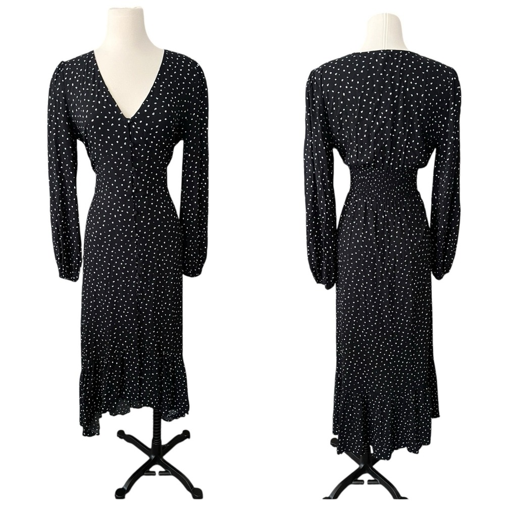 Leith Black And White Midi Maxi Dress High Low Sz. M Flare Feminine Casual Flare